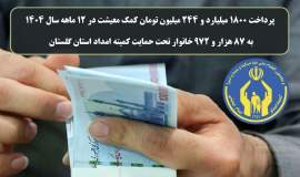 پرداخت1800 میلیارد تومان کمک معیشت به مددجویان گلستانی  در سال 1404